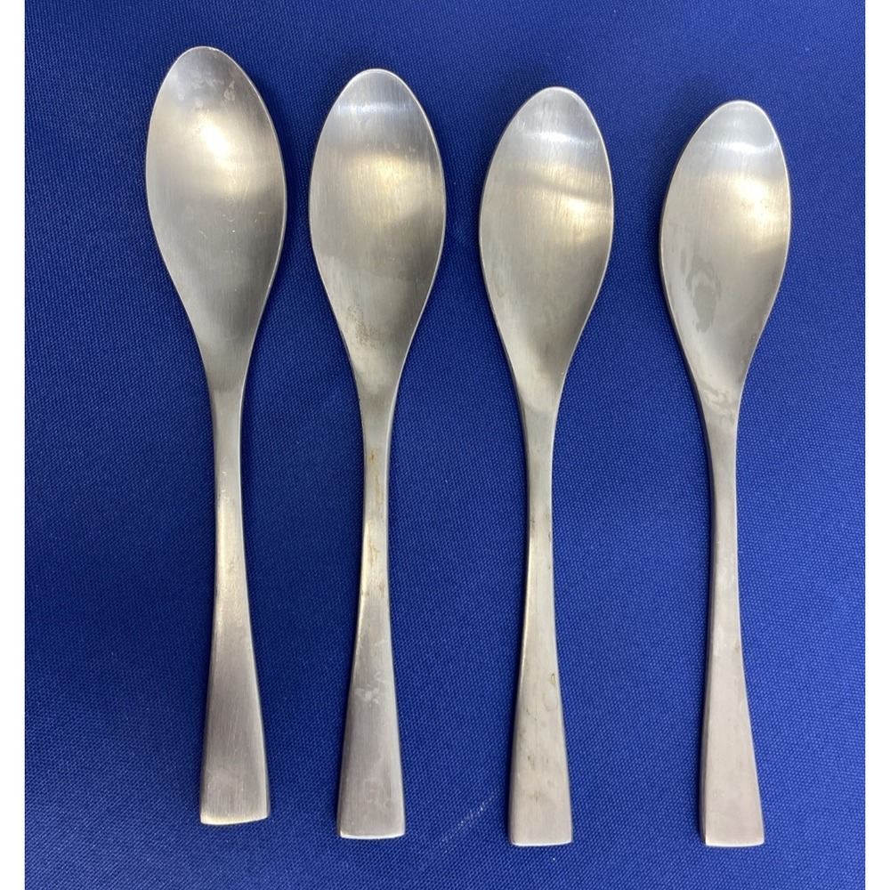 Set of 4 Satin Finish Stainless Steel Oval Soup Spoons 7-7/8"  China Modern 18/8